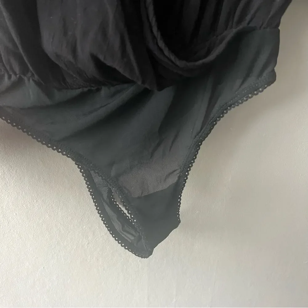 Free People Black Cleo Tie Front Flowy Bodysuit Size XS